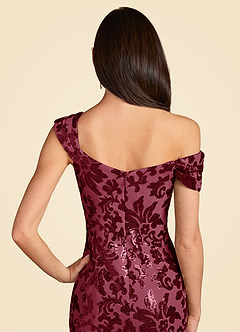Azazie Odessia Mother of the Bride Dresses Burgundy A-Line Sequins Lace Dress image8