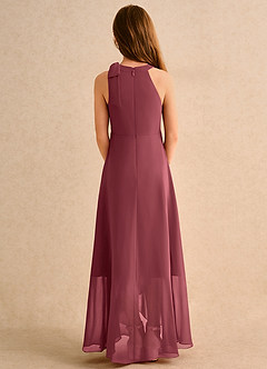 Azazie Boop Girls Formal Flower Girl Dresses Merlot A-Line Bow Chiffon Dress image2