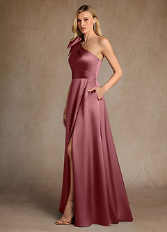 Azazie Easton Mother of the Bride Dresses Desert Rose A-Line One Shoulder Stretch Satin Dress image2