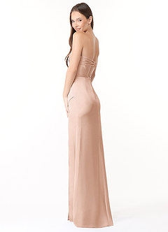 Azazie Leonis Bridesmaid Dresses Rose Gold Mermaid Pleated Stretch Satin Convertible Dress image7