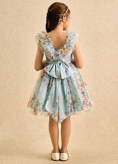 Azazie Sprinkles Flower Girl Dresses Sky Blue Ball-Gown Bow Chiffon Dress image1
