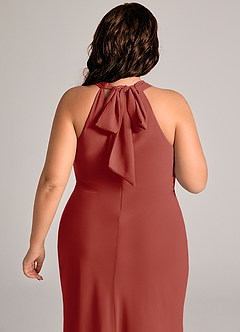 Azazie Doretta Robes de demoiselle d'honneur Robe Sirène en Mousseline de soie Plissée Terracotta image12