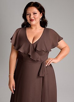 Azazie Lainey Abiti da Damigella Abito A-Line in Chiffon Con Tasche Ganache image13