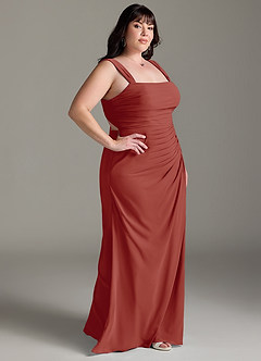 Azazie Jesaphine Robes de demoiselle d'honneur Robe Fourreau en Mousseline de soie Arc Terracotta image10