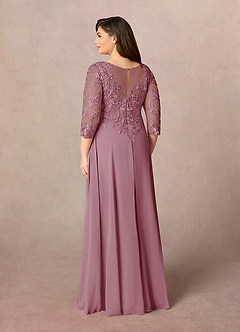 Azazie Noella Mother of the Bride Dresses Vintage Mauve A-Line V-Neck Lace Chiffon Dress image12