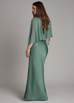 Azazie Ambra Bridesmaid Dresses Eucalyptus Mermaid Pleated Stretch Satin Dress image2