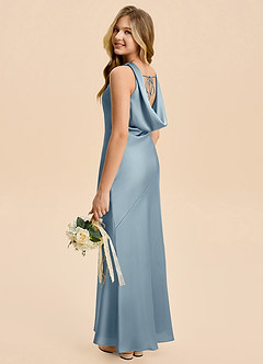 Azazie Rylina Junior Dusty Blue Mermaid Stretch Satin Dress image5