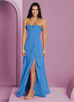 Barbie ♥ Azazie Brautjungfernkleider A-Linie Herzausschnitt Chiffon Kleid Blauhäher image3