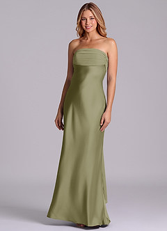 Azazie Ailanie Bridesmaid Dresses Pistachio Sheath Strapless Stretch Satin Dress image1