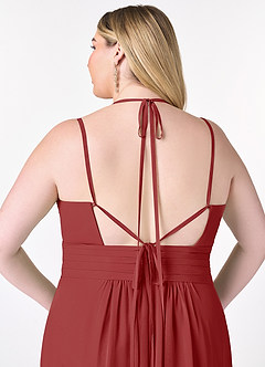 Azazie Farren Bridesmaid Dresses Rust A-Line Pleated Chiffon Convertible Dress image14