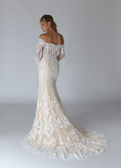 Azazie Solaris Wedding Dresses A-Line V-Neck Sequins Tulle Chapel Train Dress image4