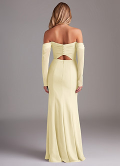 Azazie Hallie Bridesmaid Dresses Lemon Sorbet Mermaid Long Sleeve Chiffon Dress image8