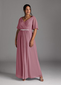 Azazie Tricia Mother of the Bride Dresses Vintage Mauve A-Line V-Neck Pleated Chiffon Dress image8