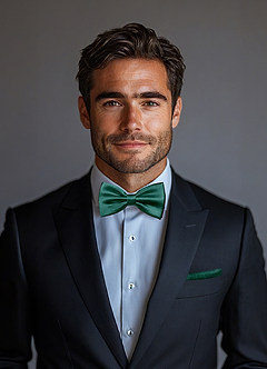 front Metallic Satin Bow Tie and Pocket Square Set