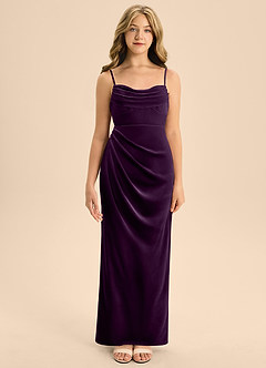 Azazie Mai Junior Grape A-Line Sweetheart Neckline Velvet Dress image5