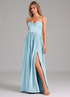 Azazie Tyla Bridesmaid Dresses Sky Blue A-Line Sweetheart Neckline Stretch Satin Dress image4