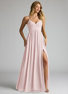 Azazie Alia Bridesmaid Dresses Blushing Pink A-Line Pleated Chiffon Dress image2