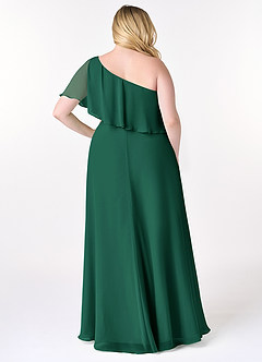 Azazie Lizzy Final Sale Emerald A-Line One Shoulder Chiffon Dress image9