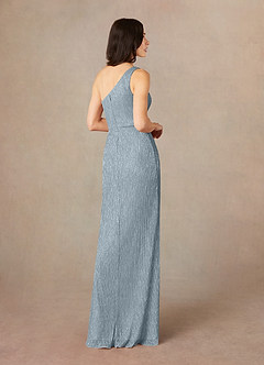 Azazie Jocelyn Mother of the Bride Dresses Dusty Blue Sheath One Shoulder Metallic Mesh Dress image5
