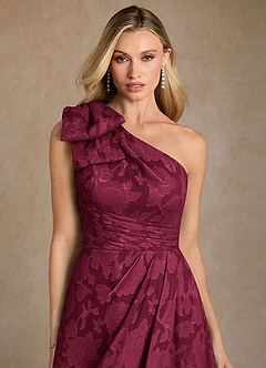 Azazie Easton Kleider für die Brautmutter Ballkleid One-Shoulder Blumen-Burnout Kleid Burgunderrot image3