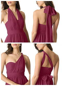 Azazie Olani Bridesmaid Dresses Mulberry A-Line Off the Shoulder Chiffon Convertible Dress image2