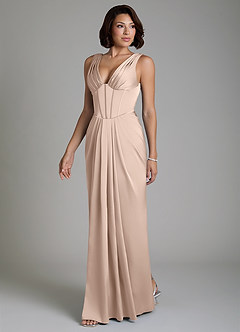 Azazie Vanya Bridesmaid Dresses English Rose Sheath Corset Stretch Satin Dress image7
