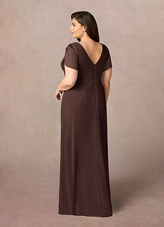 Azazie Marianne Mother of the Bride Dresses Ganache Sheath V-Neck Pleated Chiffon Dress image9