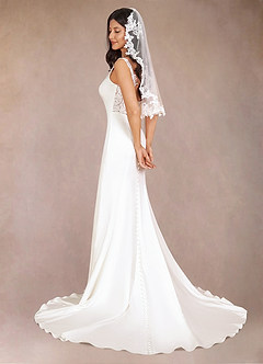 front Diamond and Lace Elbow Veil