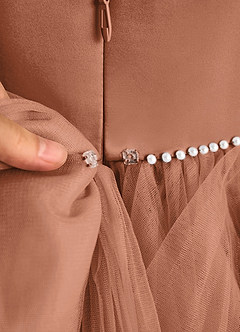 Azazie Tinie Blumenmädchenkleider Ballkleid Schleifen Tüll Kleid Bronzer image8