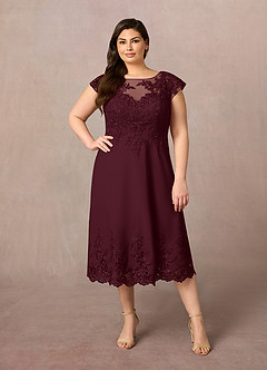Azazie Terrano vestidos de madre de la novia Vestido de Cabernet de Encaje de Corte En A con Cucharón image6