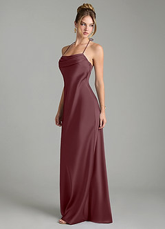 Azazie Mae Bridesmaid Dresses Sangria Mermaid Pleated Stretch Satin Dress image4