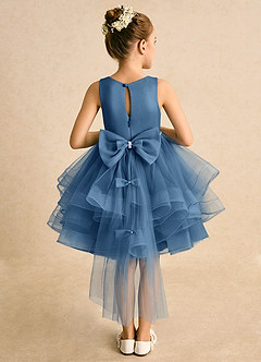 Azazie Tinie Blumenmädchenkleider Ballkleid Schleifen Tüll Kleid Zwielichtviolett image1