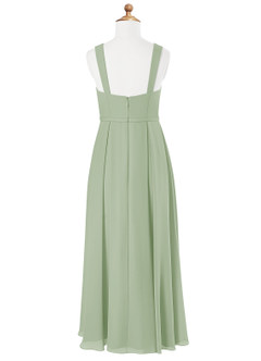 Azazie Simoan Junior A-Linie Herzausschnitt Chiffon Kleid Staubiger Salbeigrün image5