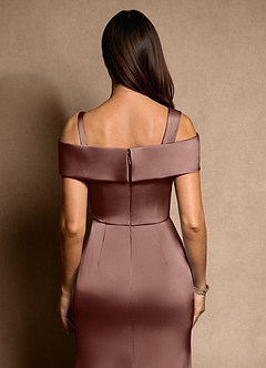 Azazie Altonia Mère de la mariée Robes Robe Sirène en Satin extensible Épaule décolletée Expresso image7