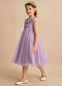 Azazie Lottie Flower Girl Dresses Wisteria A-Line Lace Tulle Dress image5