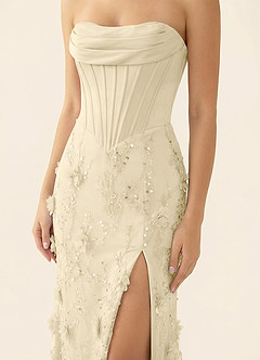Iliana Champagne 3D Flowers Corset Beading Prom Dress image5