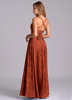 Azazie Francis Bridesmaid Dresses Auburn A-Line Corset Floral Burnout Dress image2