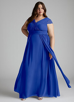 Azazie Organa Bridesmaid Dresses Royal Blue A-Line Pleated Chiffon Dress image6