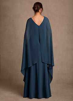 Azazie Liddie vestidos de madre de la novia Vestido Azul Marino Oscuro de Gasa de Corte en A con Plisado image4