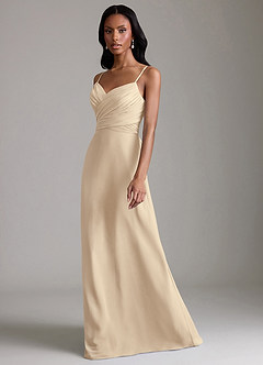 Azazie Kali 신부 들러리 드레스 A라인 주름진 쉬폰 바닥 길이 드레스 image6