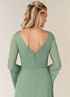 Azazie Teraso Final Sale Dusty Blue A-Line Pleated Mesh Dress image6