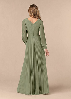 Azazie Zina Mother of the Bride Dresses Pistachio A-Line Pleated Chiffon Dress image4