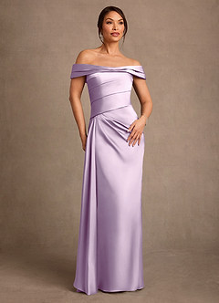 Azazie Beah Mère de la mariée Robes Robe Fourreau en Satin extensible Épaule décolletée Frostiges Flieder image1