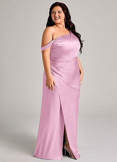 Azazie Madelyn Bridesmaid Dresses Candy Pink Mermaid One Shoulder Stretch Satin Convertible Dress image11
