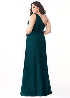 Azazie Dallas Brautjungfernkleider A-Linie One-Shoulder Chiffon Kleid Kiefer image7