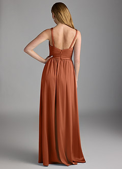 Azazie Chanel Bridesmaid Dresses Cedar Rose A-Line Pleated Stretch Satin Dress image2