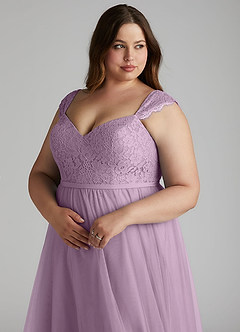 Azazie Luxi Bridesmaid Dresses Wisteria A-Line Pleated Tulle Dress image7