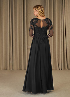 Azazie Mirielle vestidos de madre de la novia Vestido de Negro de Gasa de Corte En A con Encaje Scoop image2