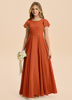 Azazie Cady Junior Burnt Orange A-Line Pleated Chiffon Dress image1