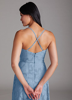 Azazie Naeem Bridesmaid Dresses Powder Blue A-Line Sweetheart Neckline Floral Burnout Dress image5